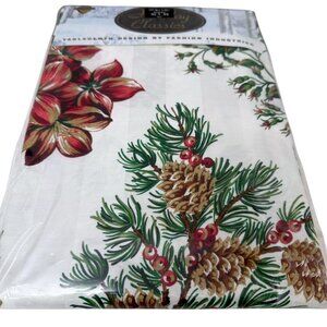 Christmas Tablecloth Holiday Classics Holly Floral 52x70 Rectangle NEW